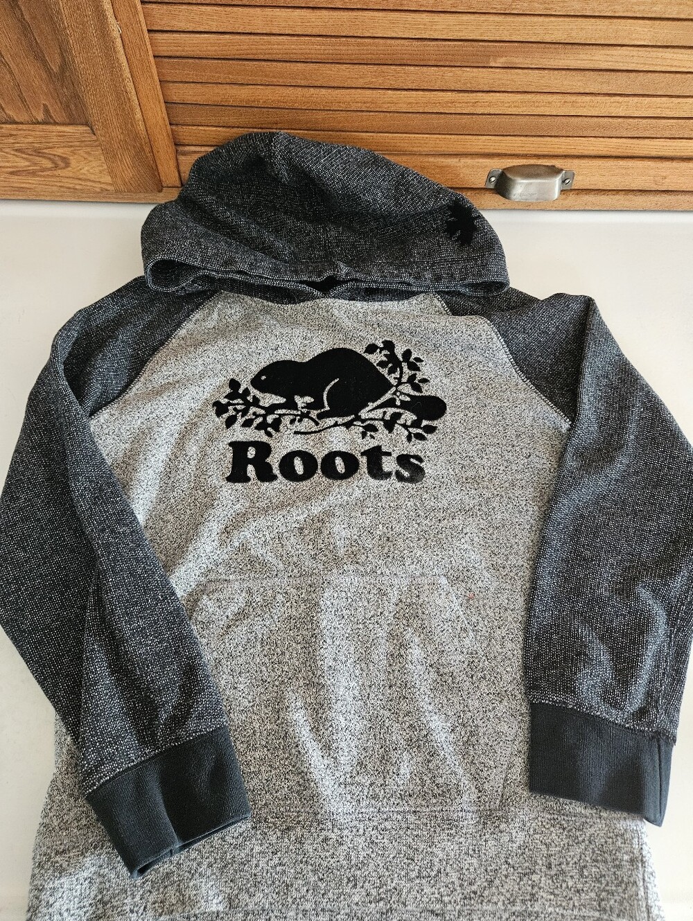 Kids Original Kanga Hoodie Heathered Black And Grey Roots